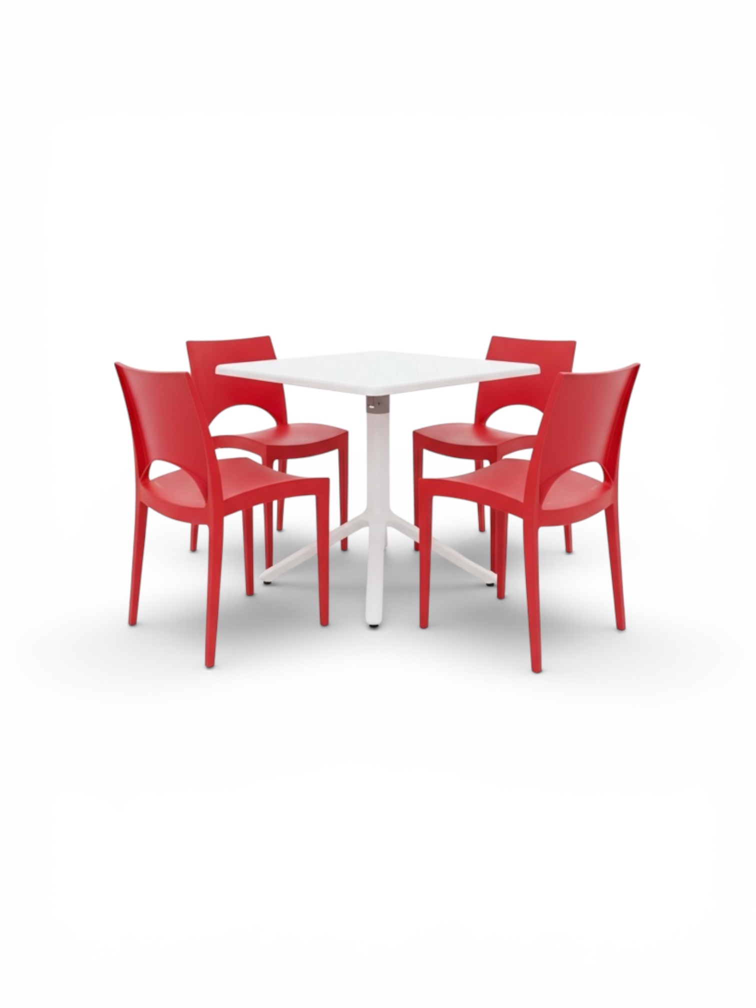 1 Piano tisch + 4 rote Paris Stühle